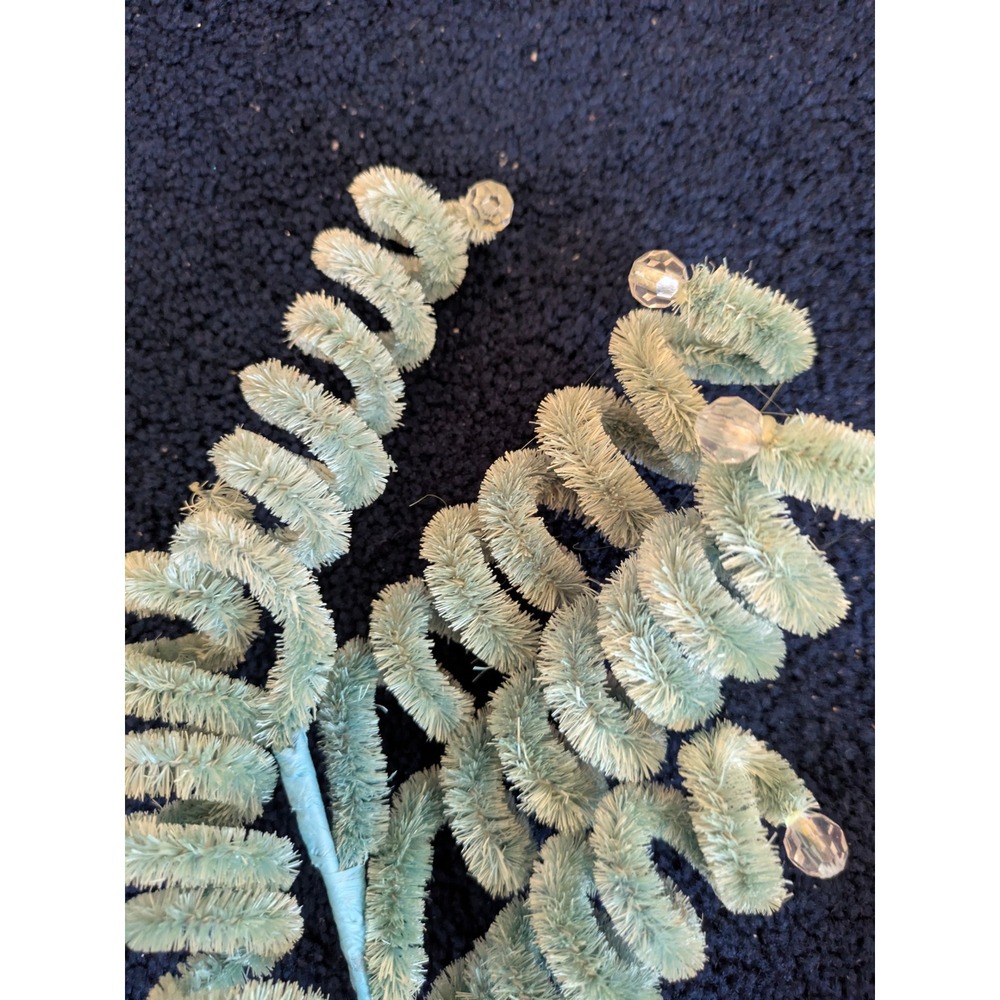 6 Vintage Chenille Spiral Floral Stems Pink Orange Green Beaded Christmas Crafts - Picture 3 of 12